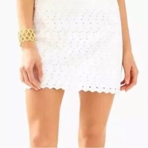 Lilly Pulitzer Tate Mini Skirt in Resort White Current Eyelet Lace Sz 2